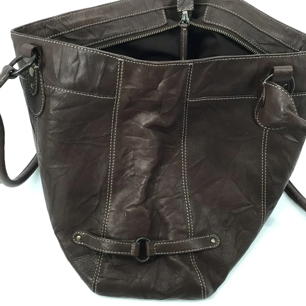 J Jill Brown Textured Embossed Leather Tote - Picture 7 of 16